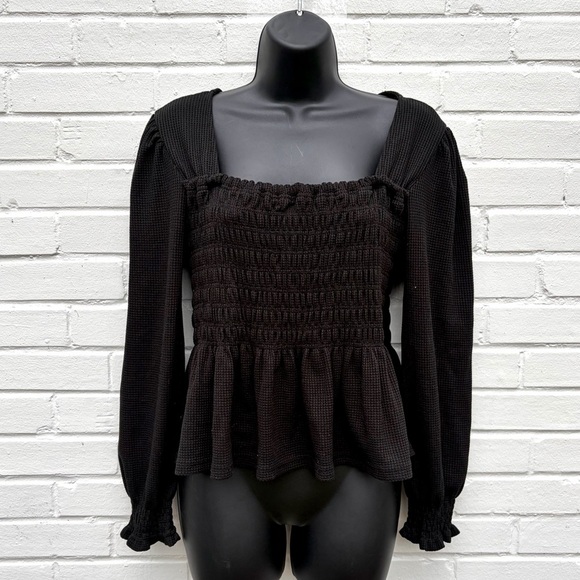 Altar'd State Tops - Altar’d State Waffle Knit Long Sleeve Smocked Peasant Top, SZ L EUC